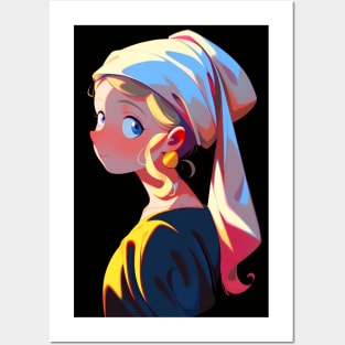 Girl with Earring w/Background Posters and Art